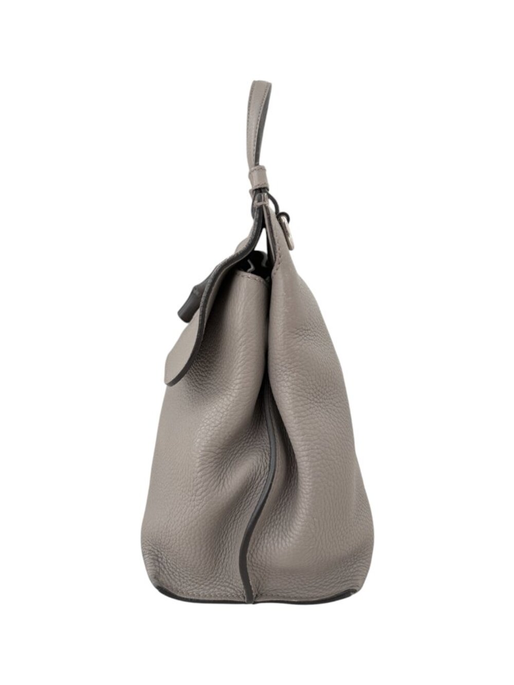 Gucci Gray Pebbled Calfskin Bamboo Daily Top Handle Satchel - Picture 6 of 15
